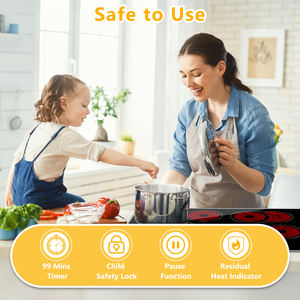 Estufa Eléctrica Integrada de 30 Pulgadas, 4 Quemadores, 7200W con 9 Niveles de Potencia y Control Deslizante - Product Image 5