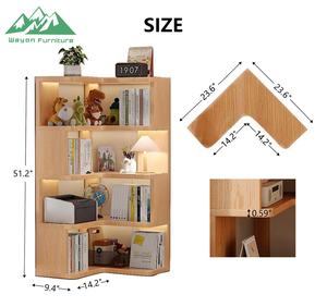 现代实木书柜，壁挂式落地置物架，家居生活角柜 - Product Image 3