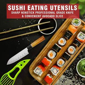 Tapis de riz en bambou <span class=keywords><strong>Sishi</strong></span> Bazooka Maker Trancheuse d'avocat Kit de fabrication de sushis avec porte-baguettes Épandeur de pagaie de riz - Product Image 3