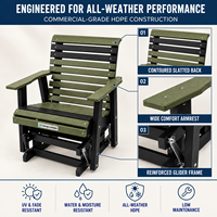 Fauteuil à bascule de patio en HDPE écologique, en plastique recyclé, résistant aux intempéries, contemporain, pour véranda, jardin, terrasse, complexe hôtelier