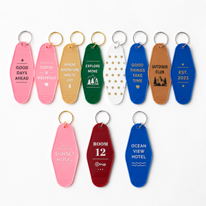 Custom Printed Logo Retro Vintage Motel Hotel Keychain Blank Plastic <b>Key</b> Tag Bulk Vinyl Retro Hotel Keychain - Product Image 5