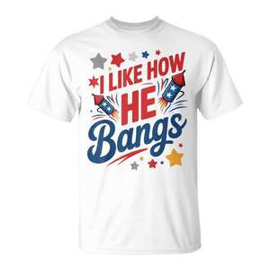 Me gusta como él usa fuegos artificiales, camiseta para parejas del 4 de julio - Product Image 1
