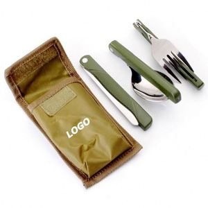Juego de Cubiertos Portátiles de Acero Inoxidable para Viaje, 3 Piezas, Tenedor, Cuchillo y Cuchara Plegables, para Campamento al Aire Libre, Regalo - Product Image 1