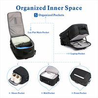 Sac à dos extensible pour ordinateur portable, approuvé par les compagnies aériennes, léger en PU, bagage à main avec compartiment à chaussures pour les voyages d'affaires