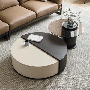 <span class=keywords><strong>Table</strong></span> <span class=keywords><strong>basse</strong></span> italienne moderne et légère avec plaque de roche rotative Mobilier de salon simple pour petits appartements - Product Image 4