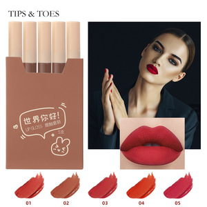 Maxfine <span class=keywords><strong>Set</strong></span> Lipstik Matte untuk Anak, <span class=keywords><strong>Set</strong></span> Lipstik Cair Matte Kualitas Tinggi 5 Potong untuk Anak - Product Image 2