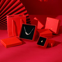 Boîte à bijoux en carton recyclable en papier kraft rouge, emballage cadeau pour boucles d'oreilles, collier, bijoux