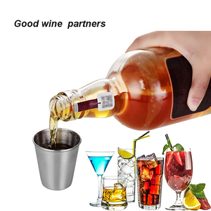 Ensemble de verres à shot personnalisés 4 pièces, récipient à boire 75 ml, <span class=keywords><strong>verre</strong></span> à shot en métal avec étui en cuir PU, mini tasse en acier inoxydable, voyage - Product Image 2