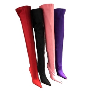 Chaussures de danse à talons hauts et bout pointu Paris 2026, bottes stretch multicolores au-dessus du genou, bottes <span class=keywords><strong>cuissardes</strong></span>, grandes tailles - Product Image 3