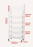 Étagère de présentation pour magasin de détail, 4 niveaux, en fil métallique, avec roulettes, pour bonbons, boissons et marchandises, largeur 50 cm