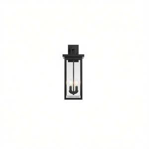 Lanterna da Parete per Esterni a 2 Luci, Vetro Trasparente, Nero Opaco, Sensore Crepuscolare, Luce per Portico in Lega di Alluminio, LED 2700K Bianco Caldo - Product Image 1