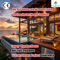 Villa di Lusso in Legno sul Mare, Anti-Ruggine, Personalizzata, con Vista Oceanica Tropicale, Piscina per Progetti Turistici di Fascia Alta sulla Spiaggia