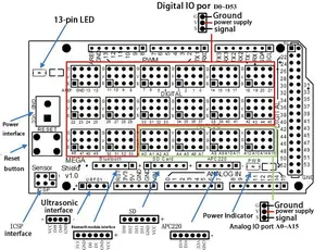 Per Arduino MEGA Sensor Shield V1.0 V2.0 scheda di sviluppo di espansione dedicata MEGA 2560 Sup IIC Bluetooth SD parti di Robot fai da te