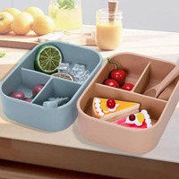 Boîte à lunch en silicone à 3 compartiments, rectangulaire, résistante à la chaleur, récipient alimentaire micro-ondable, boîte à lunch scolaire 700 ml
