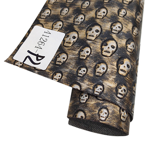 2023 patrón de calavera geométrica en relieve PU Faux cuero sintético tela rollo/hoja para hacer cubierta/accesorios de bricolaje/Decoración - Product Image 2