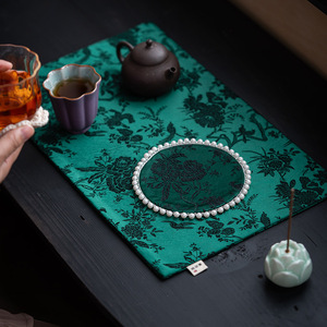 Posavasos de brocado estilo chino con cuentas, accesorio de algodón para la ceremonia del té, tapete retro zen para mesa de té, nuevo estilo chino - Product Image 3