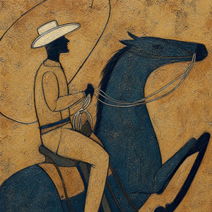 Midnight Wrangler Rustic Wabi Sabi Equestrian Painting On Canvas <b>With</b> <b>Frame</b> Indoor Decor Classic Style Art <b>Print</b> - Product Image 6