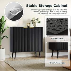 Mueble de Almacenamiento Moderno con Puertas Acanaladas, Estantes Ajustables, Gran Capacidad, Independiente, para Entrada o Sala de Estar, <span class=keywords><strong>Buran</strong></span> - Product Image 6