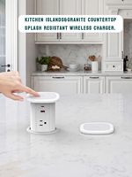 Prise industrielle américaine avec charge sans fil, prise pneumatique escamotable, 5 prises, 2 ports, charge rapide 15W, WiFi, alimentation cachée pour comptoir