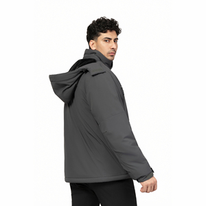 Veste d'extérieur <span class=keywords><strong>épais</strong></span>se pour homme en polyester, couleur unie, coupe-vent, imperméable, respirante, avec capuche amovible, doublure <span class=keywords><strong>polaire</strong></span>, chaude pour l'hiver 6 - Product Image 3