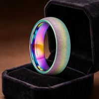 Bague tendance en tungstène sablé arc-en-ciel pour femme, bagues de mariage en tungstène pour femme, bijoux de mode pour filles