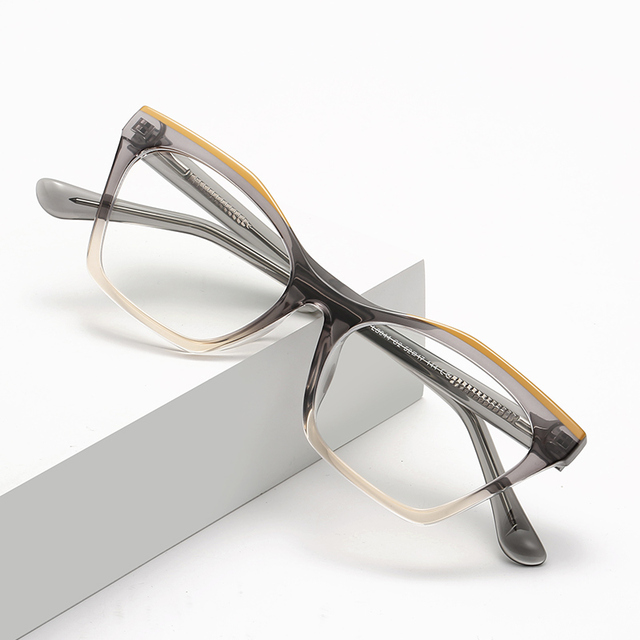 LS044 Fashion Glasses Cross-Border European American Punk Style TR90 Plain Lens Large Frame Women's Color-Blocking Geometry