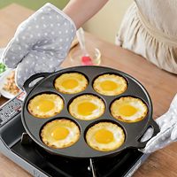 Moule à muffins Mixwares en fonte à 7 cavités, écologique, avec poignée en fer, compatible four et cuisinière, pour œufs, crêpes, petit-déjeuner familial