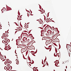 สติกเกอร์ลายดอกไม้สีขาวน้ำตาลสำหรับสักลายเฮนน่าชั่วคราว ลายดอกโบตั๋น สำหรับติดแขน มือ และลำตัว ลายชาติพันธุ์ กันน้ำ - Product Image 5