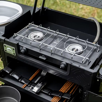 Réchaud de camping pliable compact en aluminium OEM d'usine avec pompe à eau et tiroir de rangement certifié CE