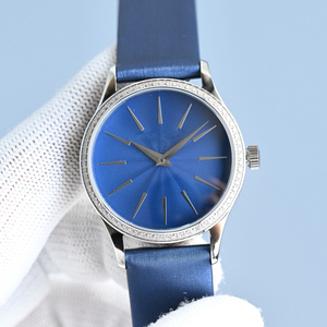 Montre au design minimaliste, élégant et luxueux, avec lunette sertie de diamants, bracelet en cuir, boîtier fin, montre formelle Heritage - Product Image 3