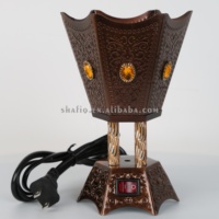 Style moyen-oriental luxe électrique métal doré artisanat encensoirs décoration de la maison brûleur d'encens pour Ramadan Eid