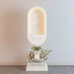 Cabine téléphonique de mariage à DEL avec lumières de plusieurs couleurs, support de livre d'or, cabine téléphonique blanche pour la décoration de mariage - Product Image 1