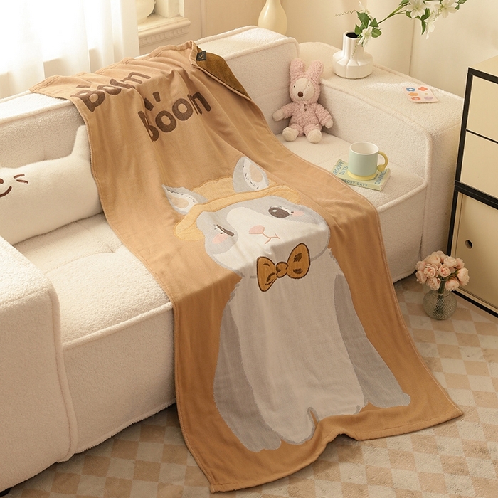 Four layers of gauze Naughty Rabbit in Coffee Color
