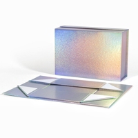 Boîte pliante avec logo personnalisé, boîte en papier holographique de luxe, coffret cosmétique, emballage cadeau, emballage de luxe pour soins de la peau, boîtes magnétiques