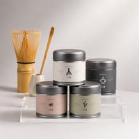 Boîte en fer blanc ronde personnalisée pour matcha, 30g 40g, qualité alimentaire, vide, argentée, pour café, matcha, thé, emballage en gros