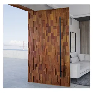 Hihaus Mosaic Style 3D Modern Exterior Villa Main Solid Wood Entrance Pivot Door