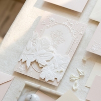 Suite d'invitations en papier artistique vintage européen, carte de vœux florale