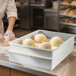 Stackable bánh lưu trữ Container vận chuyển thùng hình chữ nhật Bánh mì lên men khay nhựa bánh pizza bột chống hộp với nắp - Product Image 1