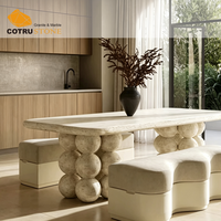 Table console de luxe en travertin au design unique Table centrale en pierre naturelle Table à manger pour la décoration intérieure