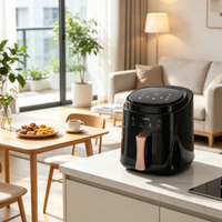Friteuse à air chaud grande taille pour la maison, commande tactile intelligente, flux d'air chaud à 360°, protection anti-cuisson à sec, panier de cuisson antiadhésif