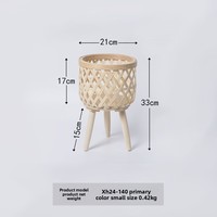 Rak Bunga Kayu Tinggi Modern Nordik, Berdiri di Lantai, Anyaman Rotan, Ramah Lingkungan, Kapasitas 3-6L, untuk Balkon dan Ruang Tamu Dalam Ruangan
