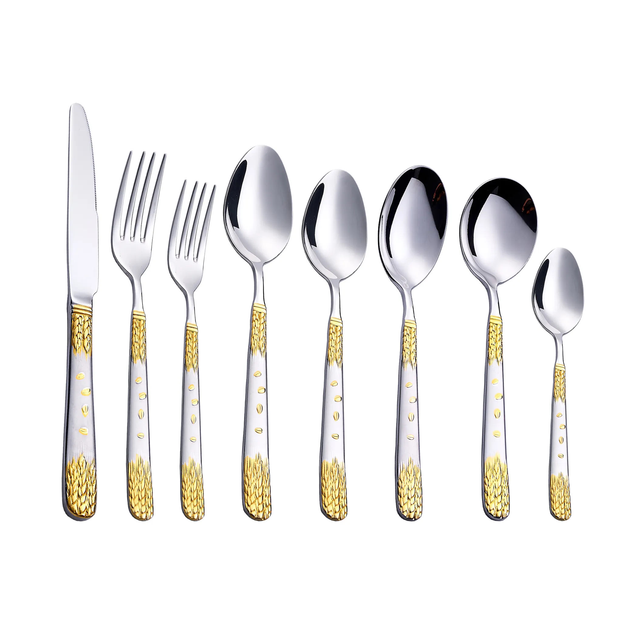 أدوات مائدة مطلية بالذهب من Partcial طقم أدوات مائدة فاخر طقم ملاعق وشوكة من الفولاذ المقاوم للصدأ