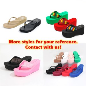 Zealtop mùa hè phụ nữ thời trang đầy màu sắc gót nền tảng dép bông dệt dây đeo Wedge <span class=keywords><strong>Flip</strong></span> Flops Dép bãi biển cho phụ nữ - Product Image 2