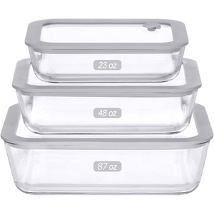 4-<b>Pack</b> Microwavable Glass Food Storage Containers with Lids for Kitchen Camping Use Dishwasher Safe Eco-Friendly Printed Design - Product Image 1