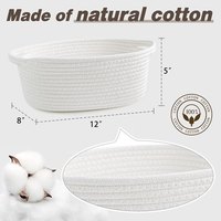 Organisateur de rangement de jouets multifonctions modernes pour bébés Petit panier cadeau ovale en corde de coton blanc tissé avec sacs-cadeaux et rubans