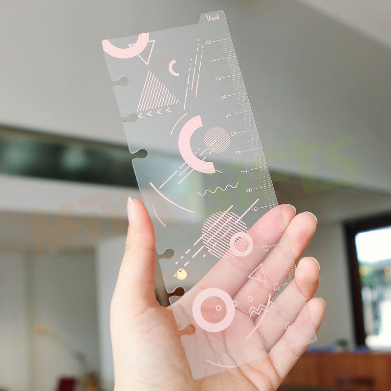 Индивидуальная шкала, пластиковая мягкая прозрачная Золотая линейка-планировщик, линейка, маркер для страниц с верхней крышкой, чтобы сделать язычок