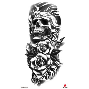 Pegatinas de Tatuaje Realistas de Calavera India para Medio Brazo, Papel de Película PET Ecológico, Impermeable, Diseños Geométricos Personalizados - Product Image 3