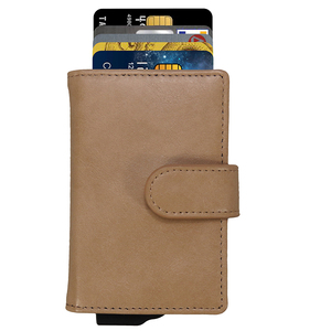 <b>RFID</b> <b>Blocking</b> Slim Metal Business Card Holder Open Short Leather <b>Wallet</b> Aluminum Anti-Theft Nylon Money Clip Credit Card - Product Image 3