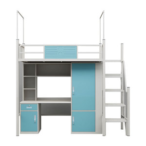 Стальная двухъярусная кровать сотрудники металлические наборы кровать Лофт кровать с столом - Product Image 4