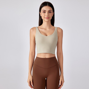 여성용 하이 스포츠 브라 퀵 드라이 통기성 스판덱스/나일론 피트니스 크롭 탱크 탑 패딩 U 백 심플 스타일 요가 운동 - Product Image 6